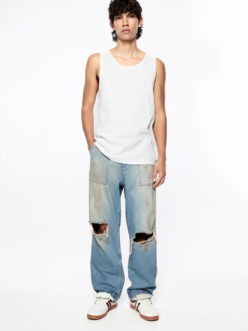 Pull&Bear Wide leg Jeans i blå: framsida