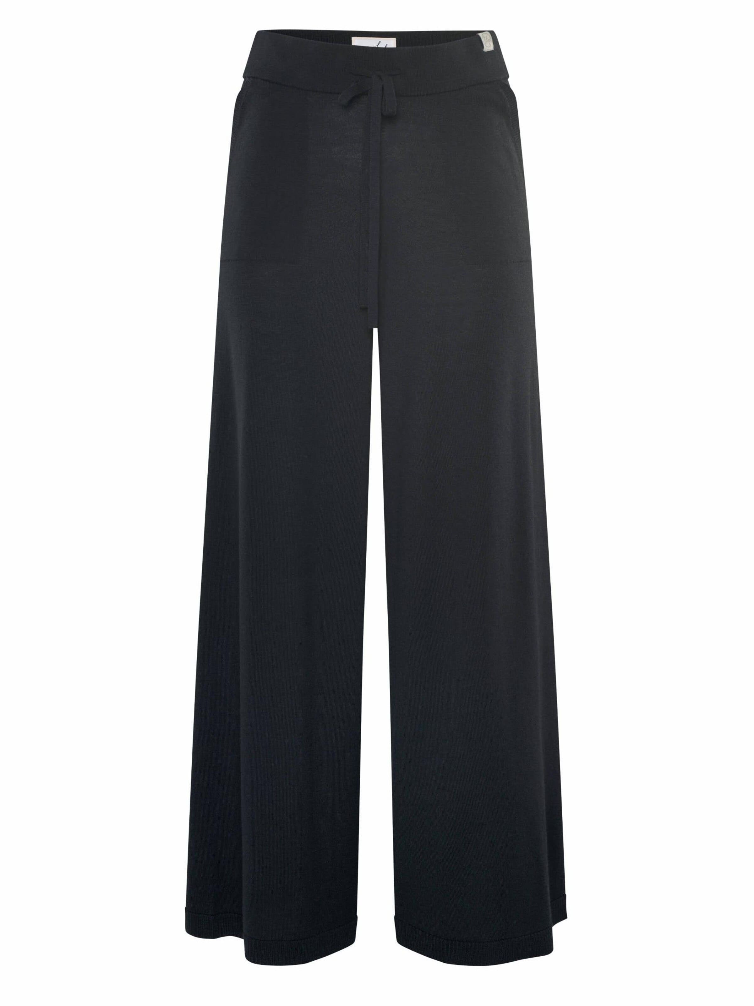 YOU LOOK PERFECT Wide leg Broek 'PANTS FRIDA - Weite Strickhose mit Taschen' in Zwart: voorkant