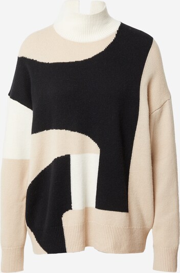 Calvin Klein Džemperis, krāsa - gaiši bēšs / melns / balts, Preces skats