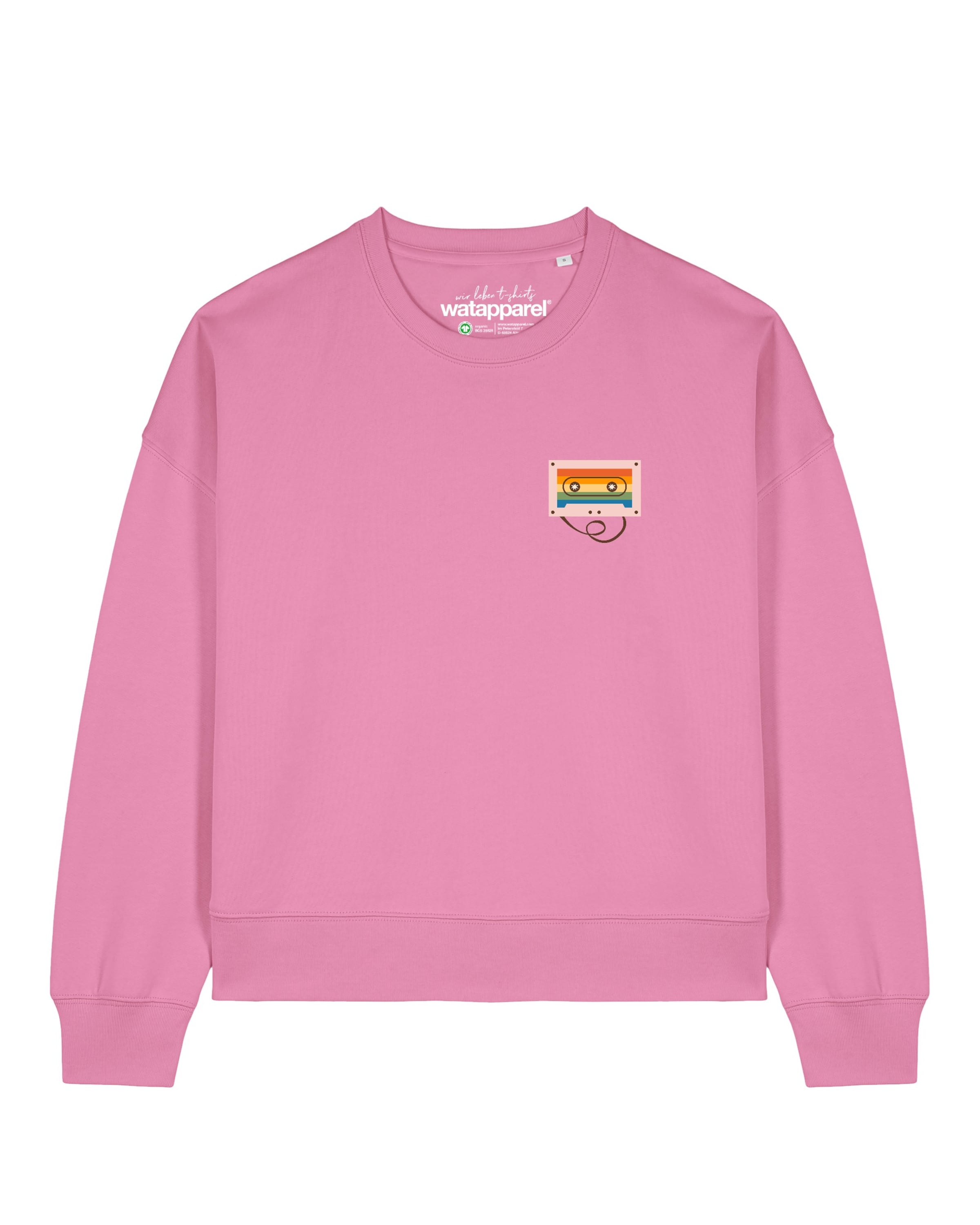 Watapparel Sweatshirt 'Rainbow Cassette ' in Roze: voorkant