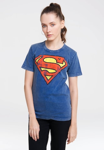 LOGOSHIRT Shirt 'DC Comics – Superman' in Blue: front