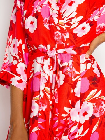 PJ Salvage Ochtendjas ' robe - Watercolor Bloom ' in Rood