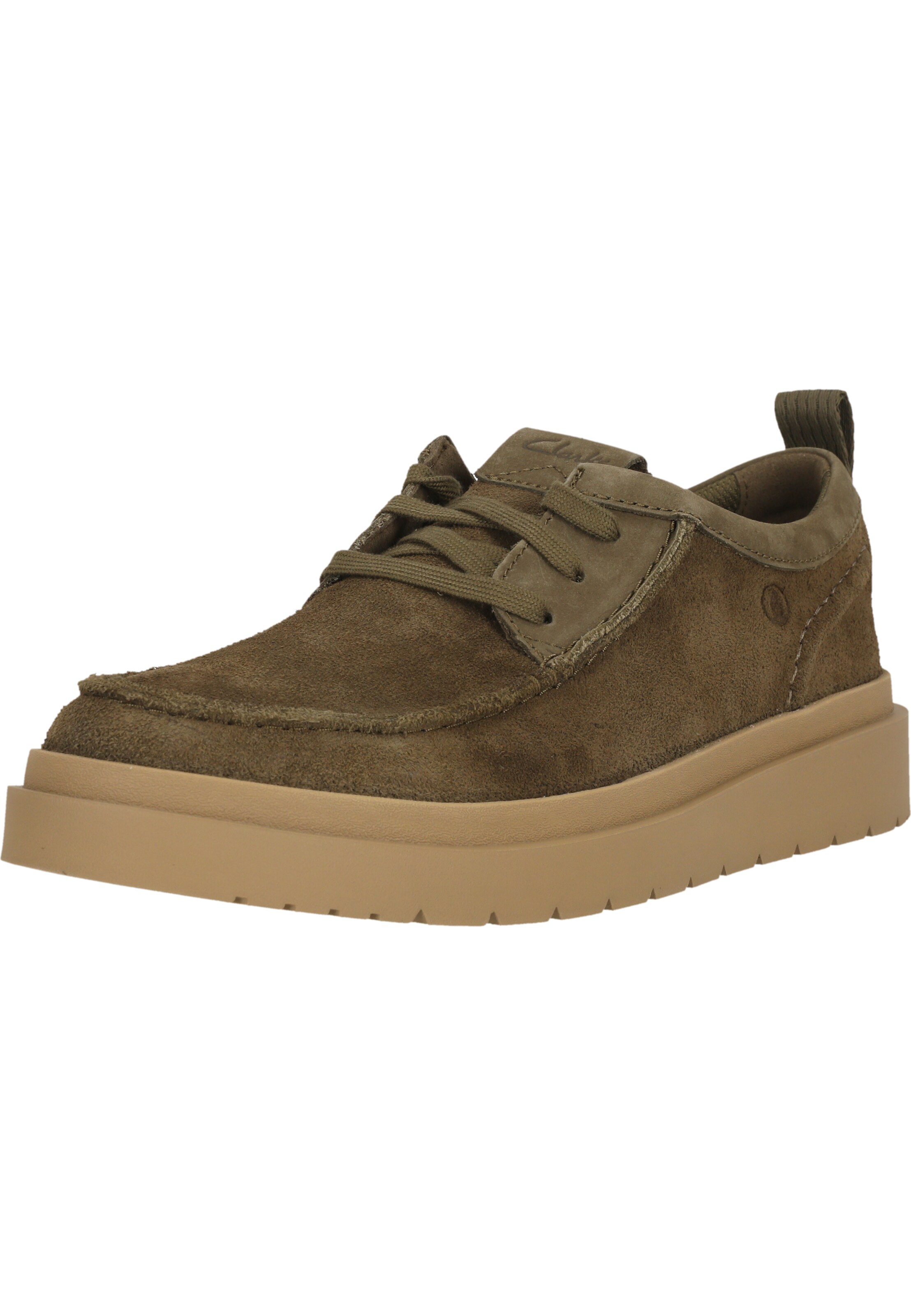 CLARKS Lace-up shoe 'Polden Moc' in Green: front