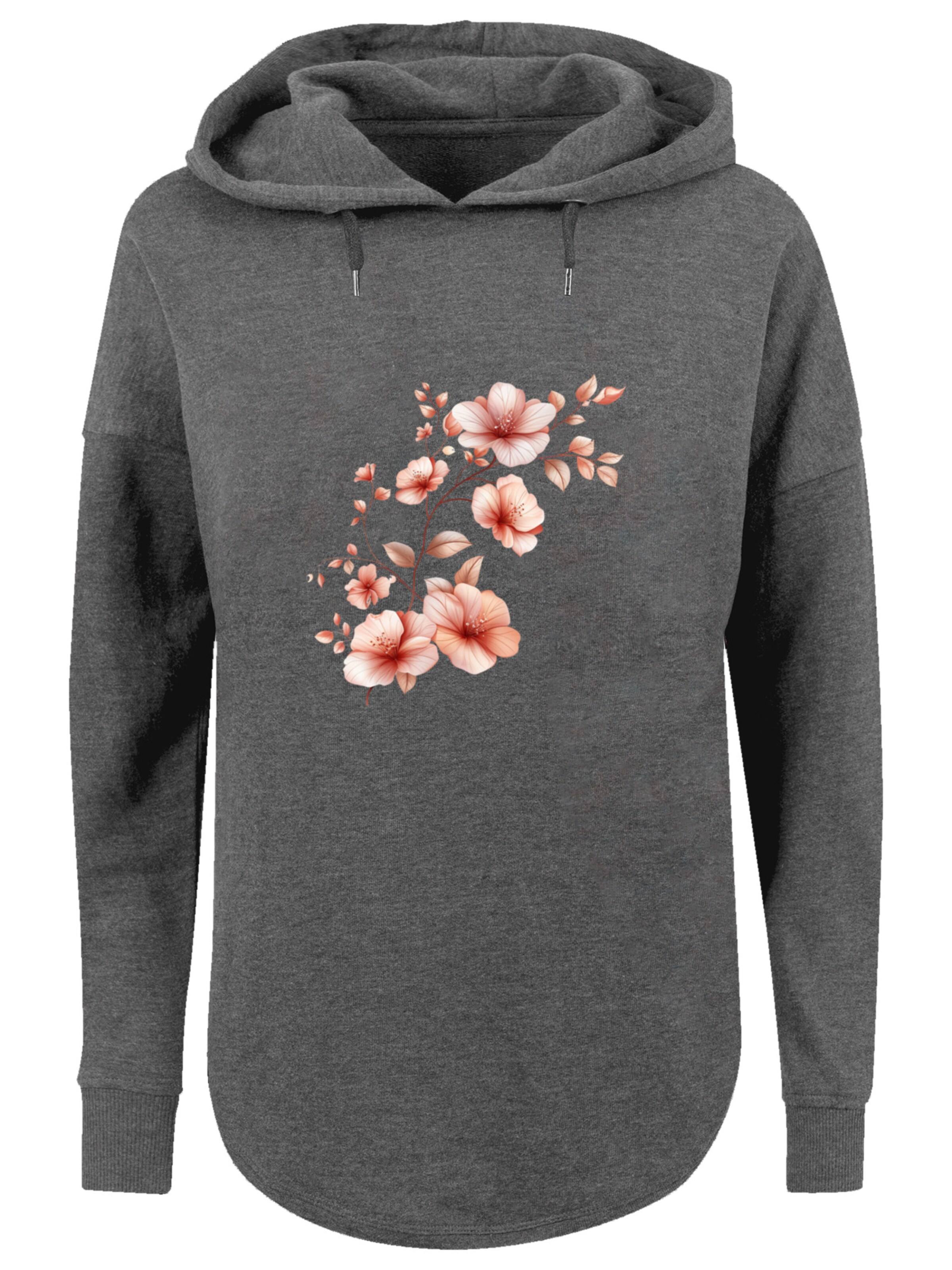 F4NT4STIC Sweatshirt 'Rosa Blumenzweig 3D' in Grau: Vorderseite