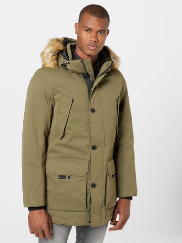 TOM TAILOR Winterparka in Groen: voorkant