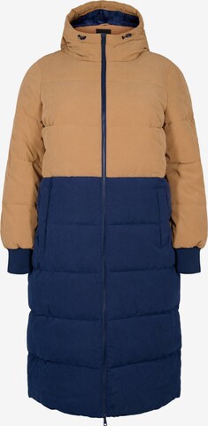 Zizzi Winter Coat 'CAPEACHY' in Blue: front