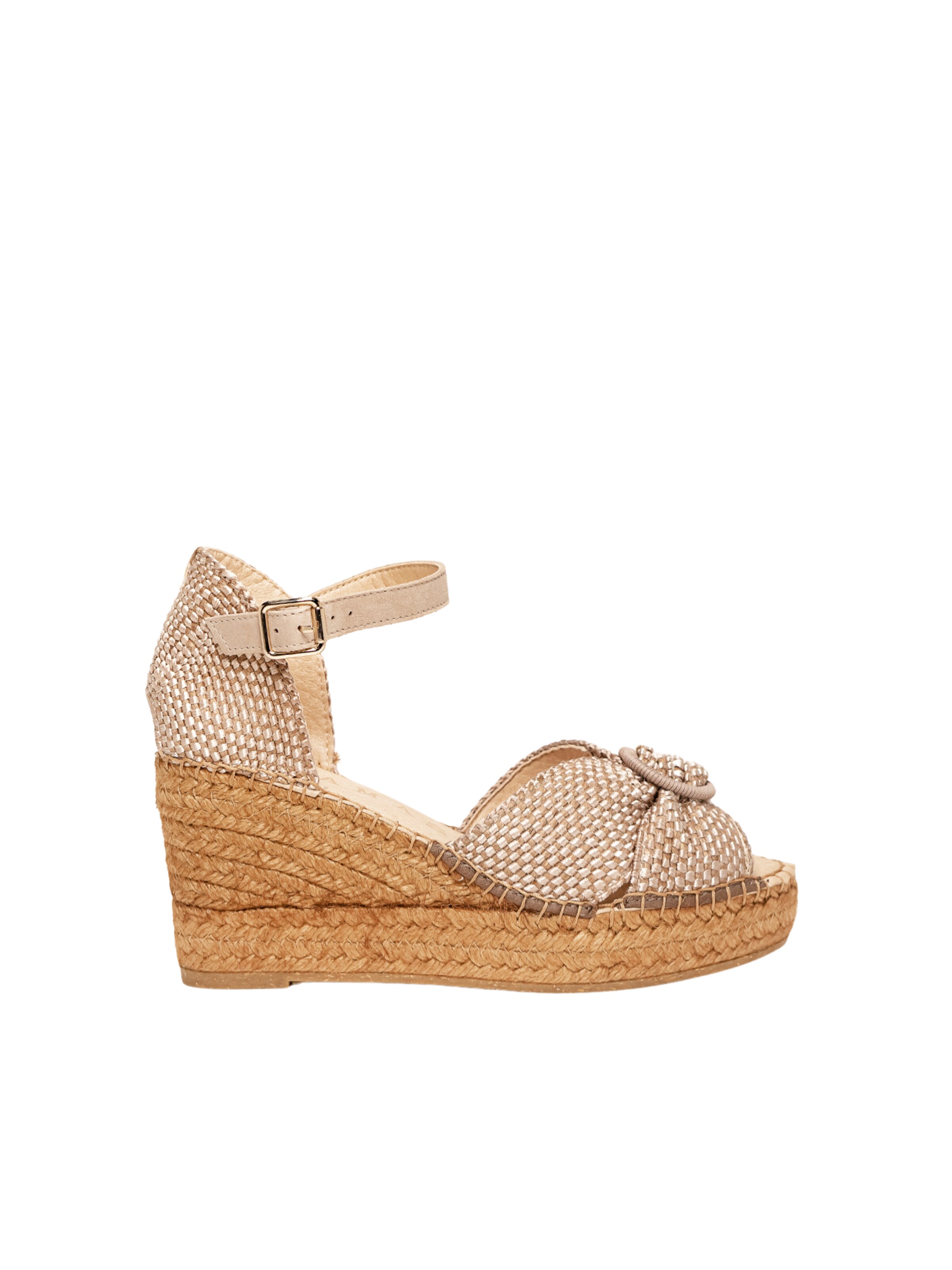 Alhamas Strap sandal 'Alpargata Cuña 8 cm' in Grey: front