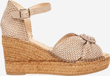 Alhamas Sandalen met riem 'Alpargata Cuña 8 cm' in Grijs: voorkant