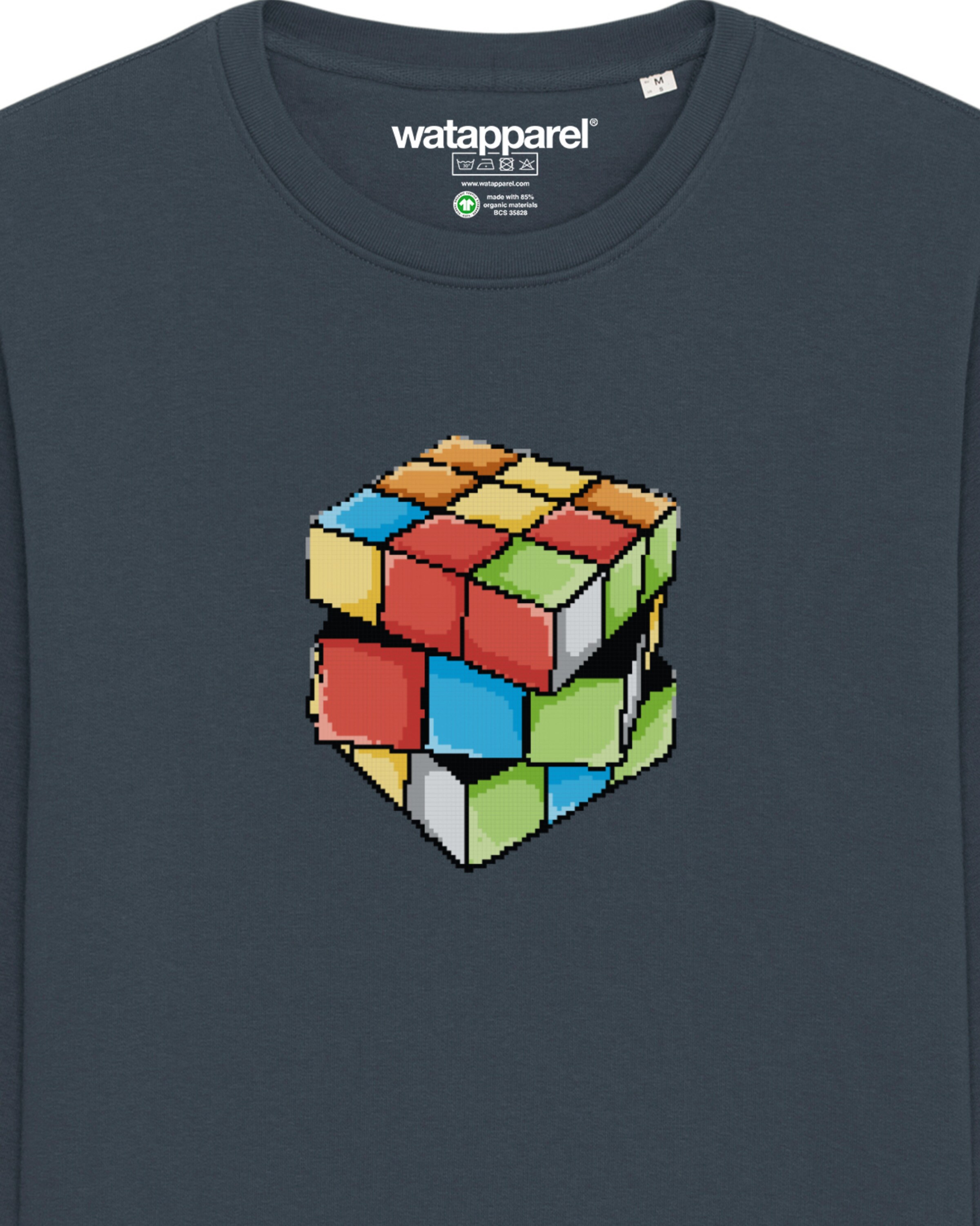 Watapparel Sweatshirt ' Pixel Zauberwürfel ' in Grijs