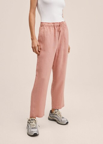 MANGO Loose fit Pants 'Linen' in Pink: front