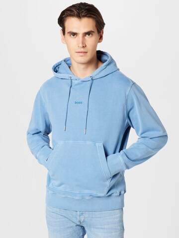 BOSS Orange Sweatshirt 'Wefadehoody' in Blauw: voorkant