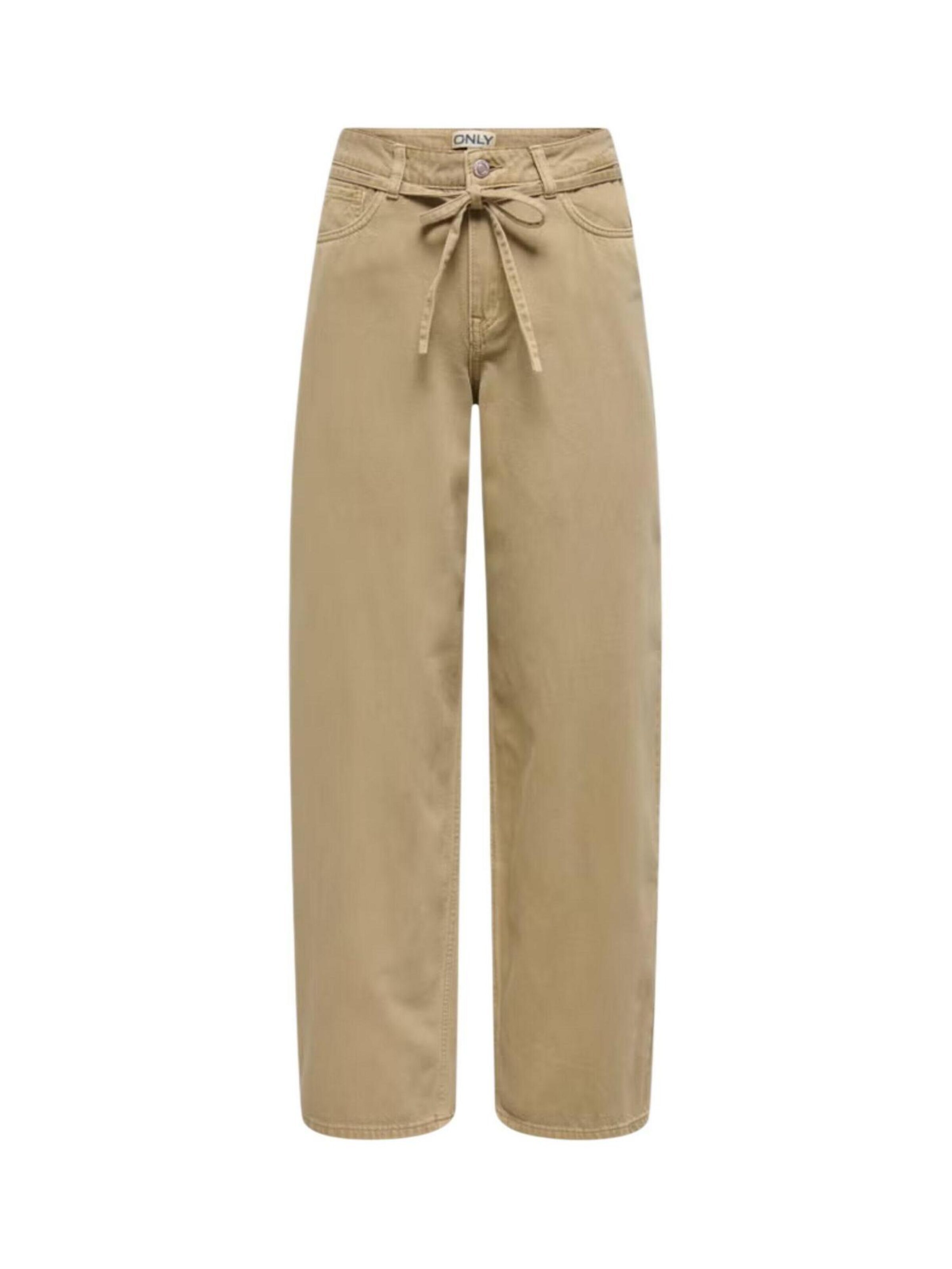 Wide leg Jeans 'ONLGIANNA-SILLA MW ST BELT PANT PNT NOOS 15372521' di ONLY in beige