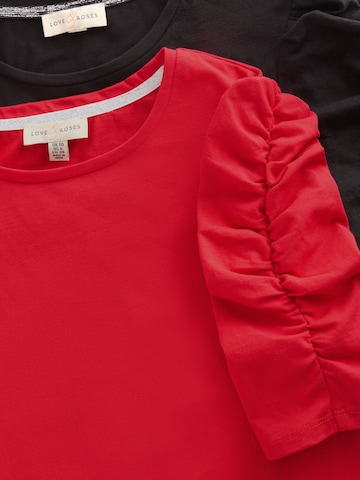 love & roses - Camiseta en rojo
