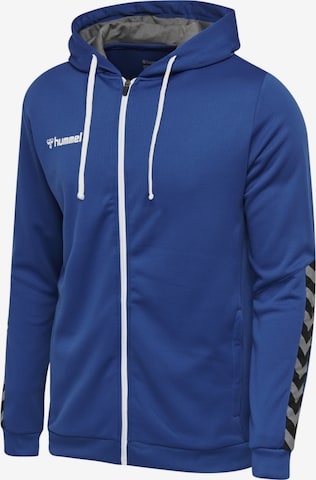 Hummel Athletic Zip-Up Hoodie in Blue: front