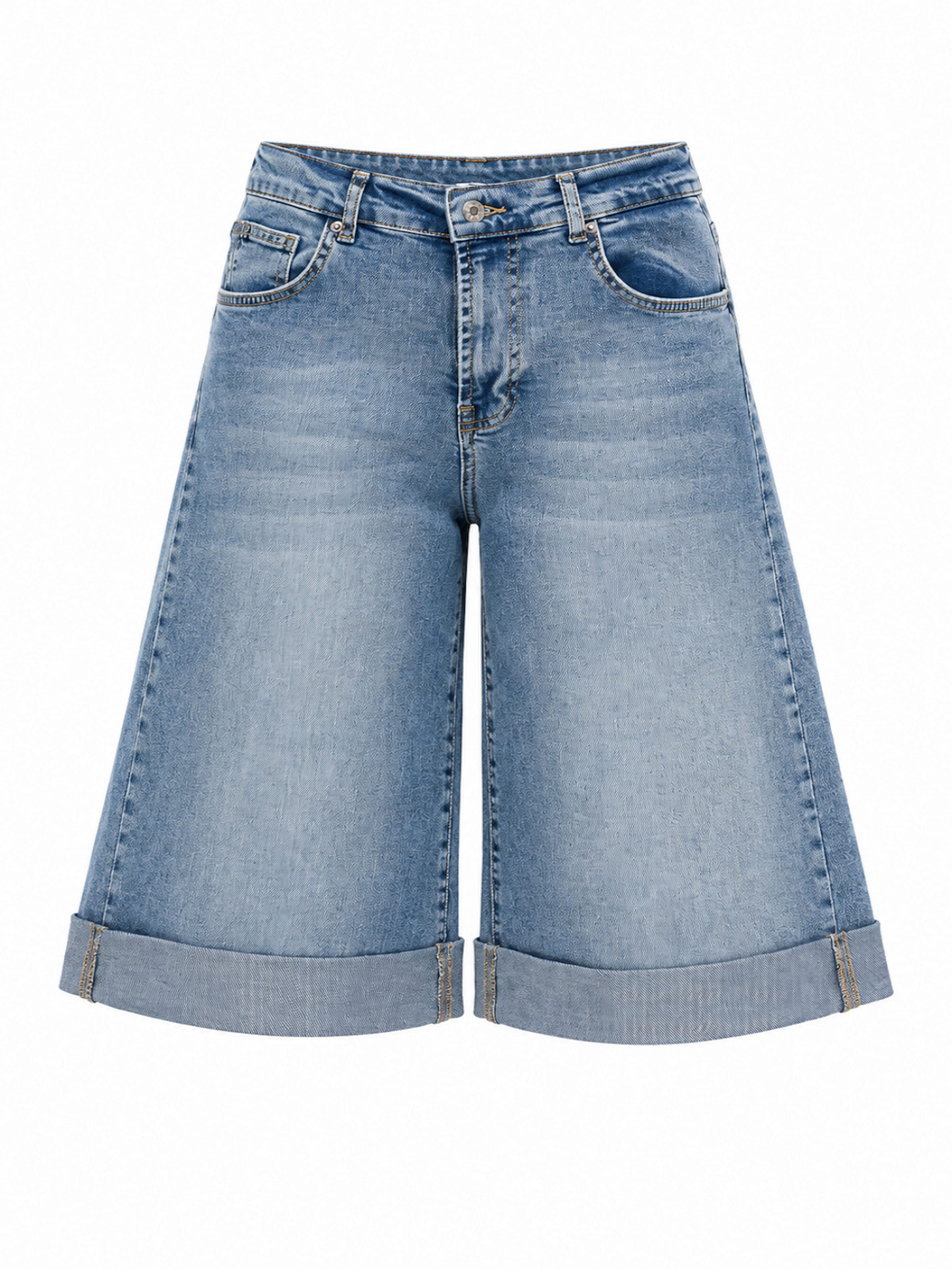 IT'S BASIC Loosefit Jeans 'ELASTICATED BERMUDA DENIM SHORT' in Blauw: voorkant