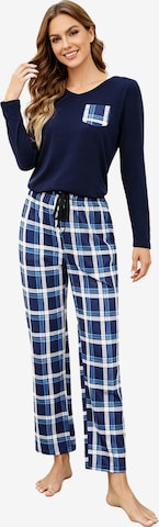 KoJooin Piżama 'Damen Weihnachts-Pyjama-Set im Karierten Design Klassische,Langärmelige Loungewear für Familiäre' w kolorze niebieski: przód
