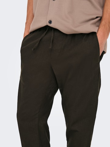 Only & Sons Tapered Broek 'ONSLINUS' in Bruin