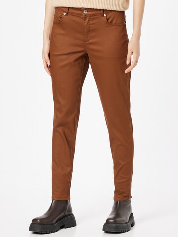 COMMA Slim fit Pants in Brown: front