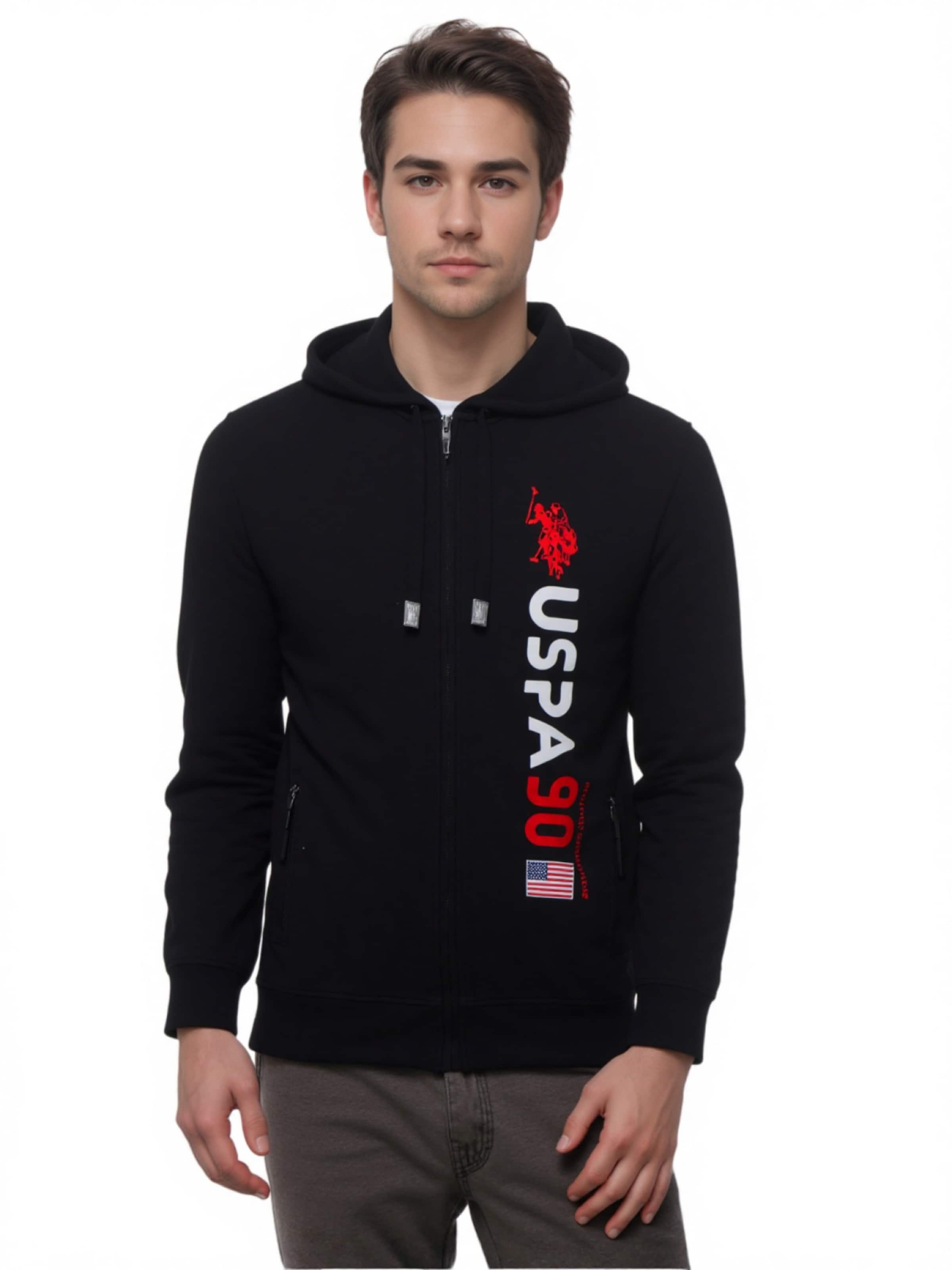 U.S. POLO ASSN. Sweat jacket in Black: front