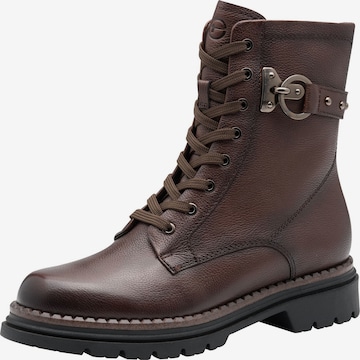 Tamaris Lace-Up Ankle Boots in Brown: front