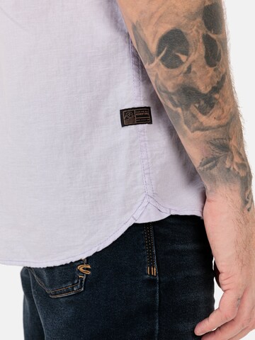 CAMEL ACTIVE Regular Fit Kurzarm Hemd aus einem Leinen und Baumwolle in Lila