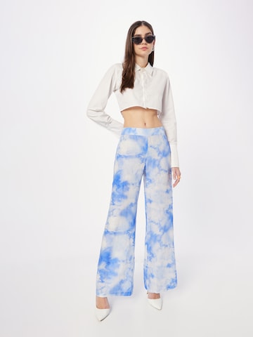 120% Lino - Pierna ancha Pantalón en azul