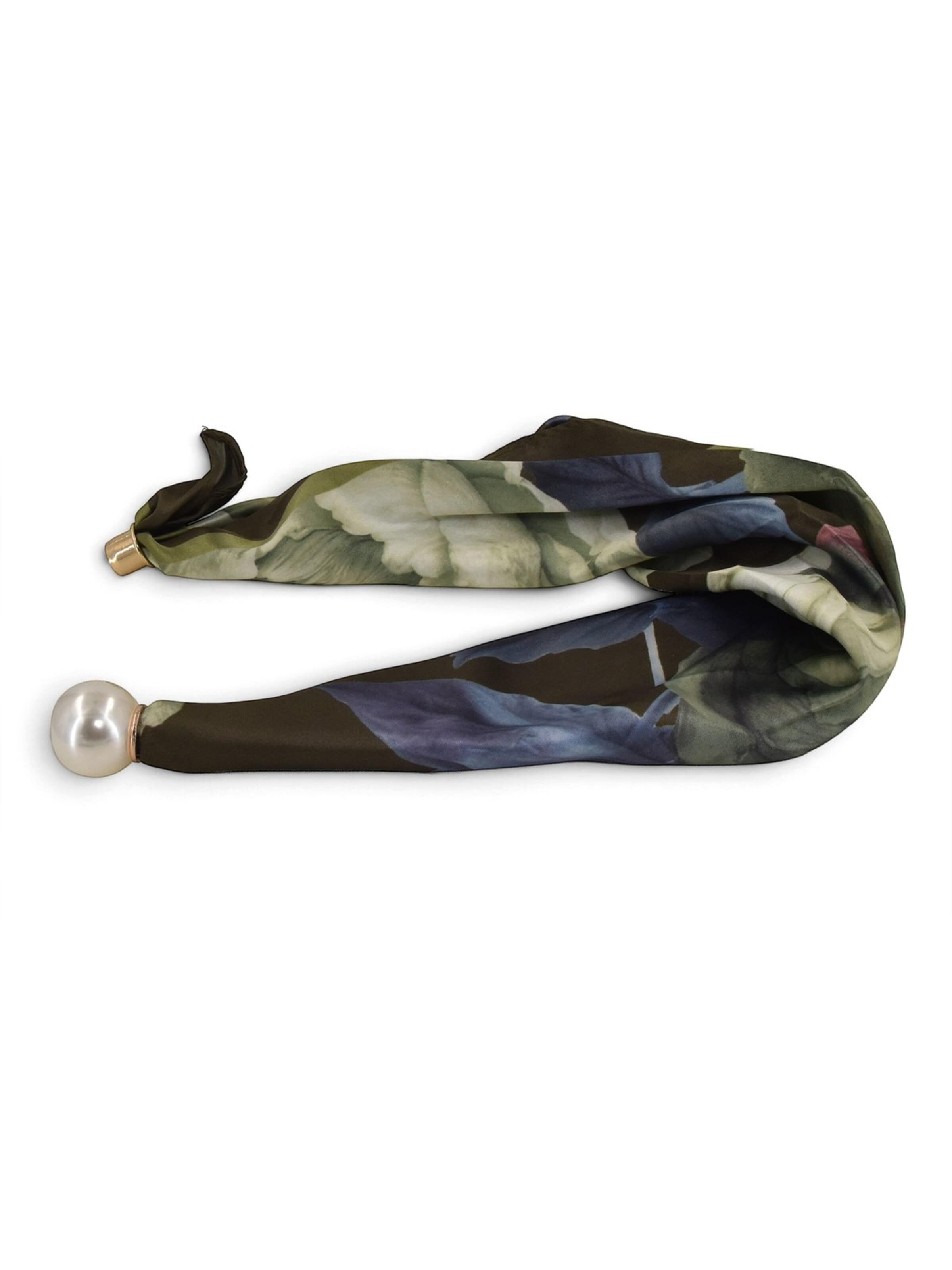 styleBREAKER Tuch 'Perlenhalstuch mit Magnetverschluss & Blumenmuster'‌‌‌‌‌‌‌ in Grün