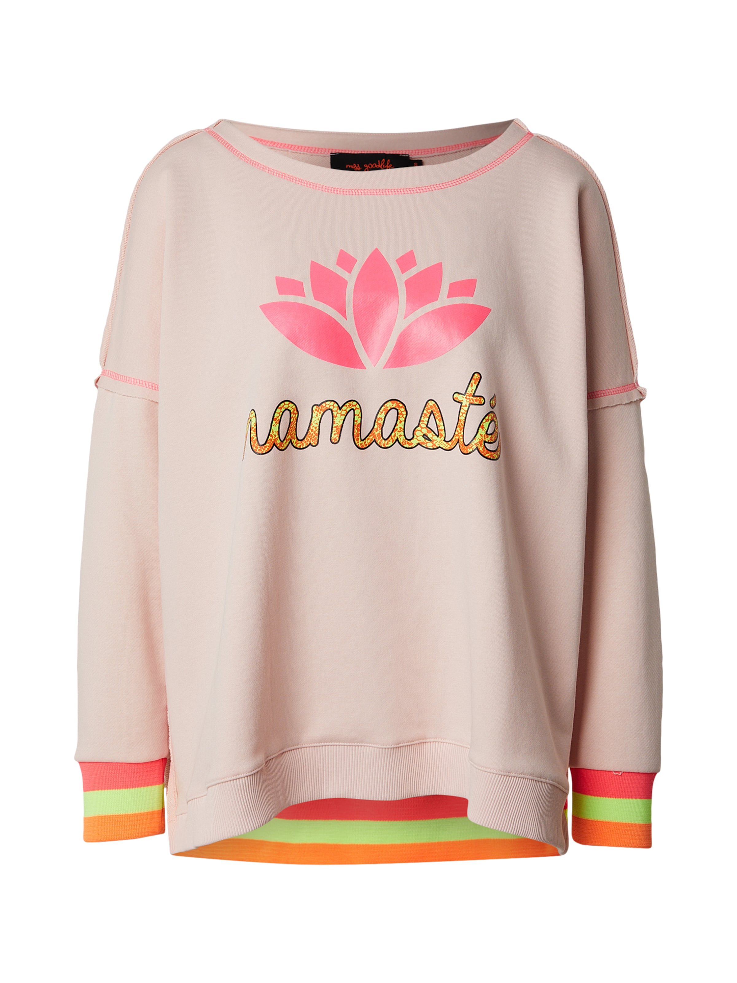miss goodlife Sweatshirt 'Namasté' in Pink: front