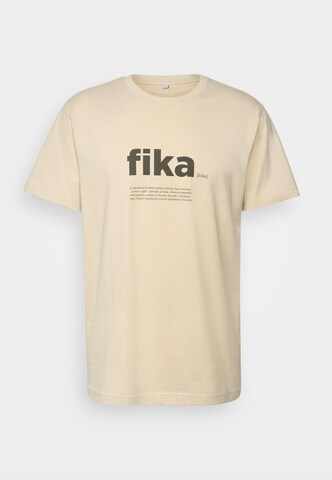 Mister Tee Shirt 'Fika Definition' in Beige