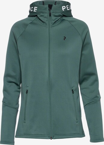 PEAK PERFORMANCE Athletic Fleece Jacket 'Rider' in Green: front