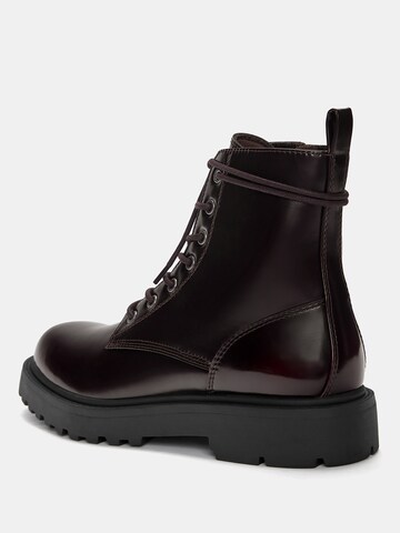 Pull&Bear Lace-Up Boots in Red