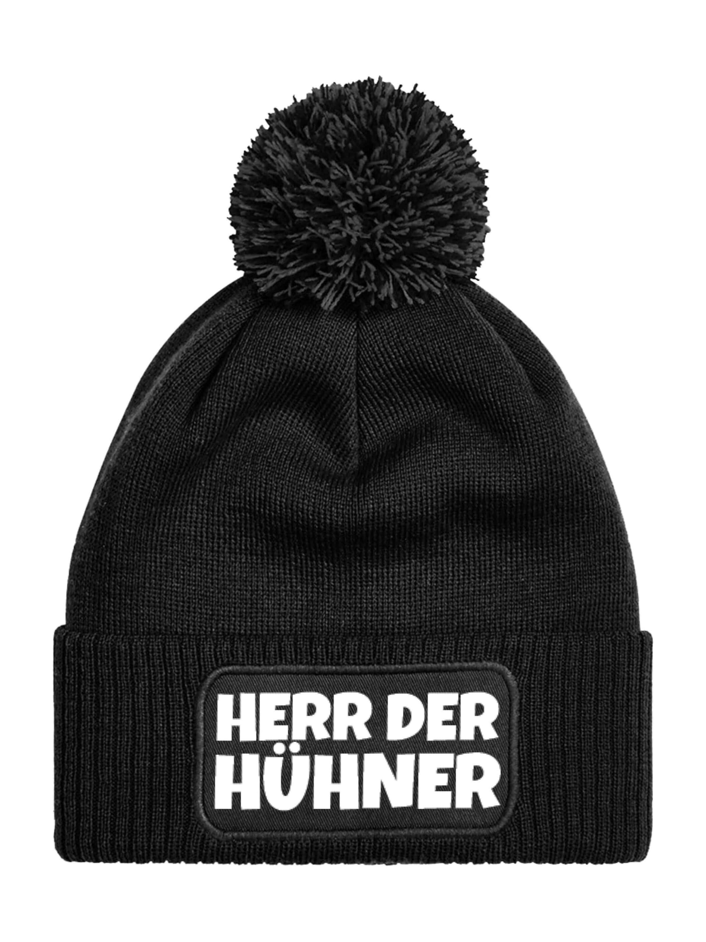 Youth Designz Beanie 'Herr der Hühner' in Black: front