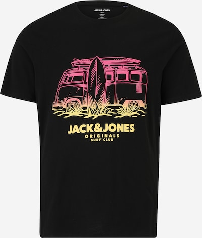 Jack & Jones Plus T-Shirt 'ARUBA' en jaune clair / rose clair / noir, Vue avec produit