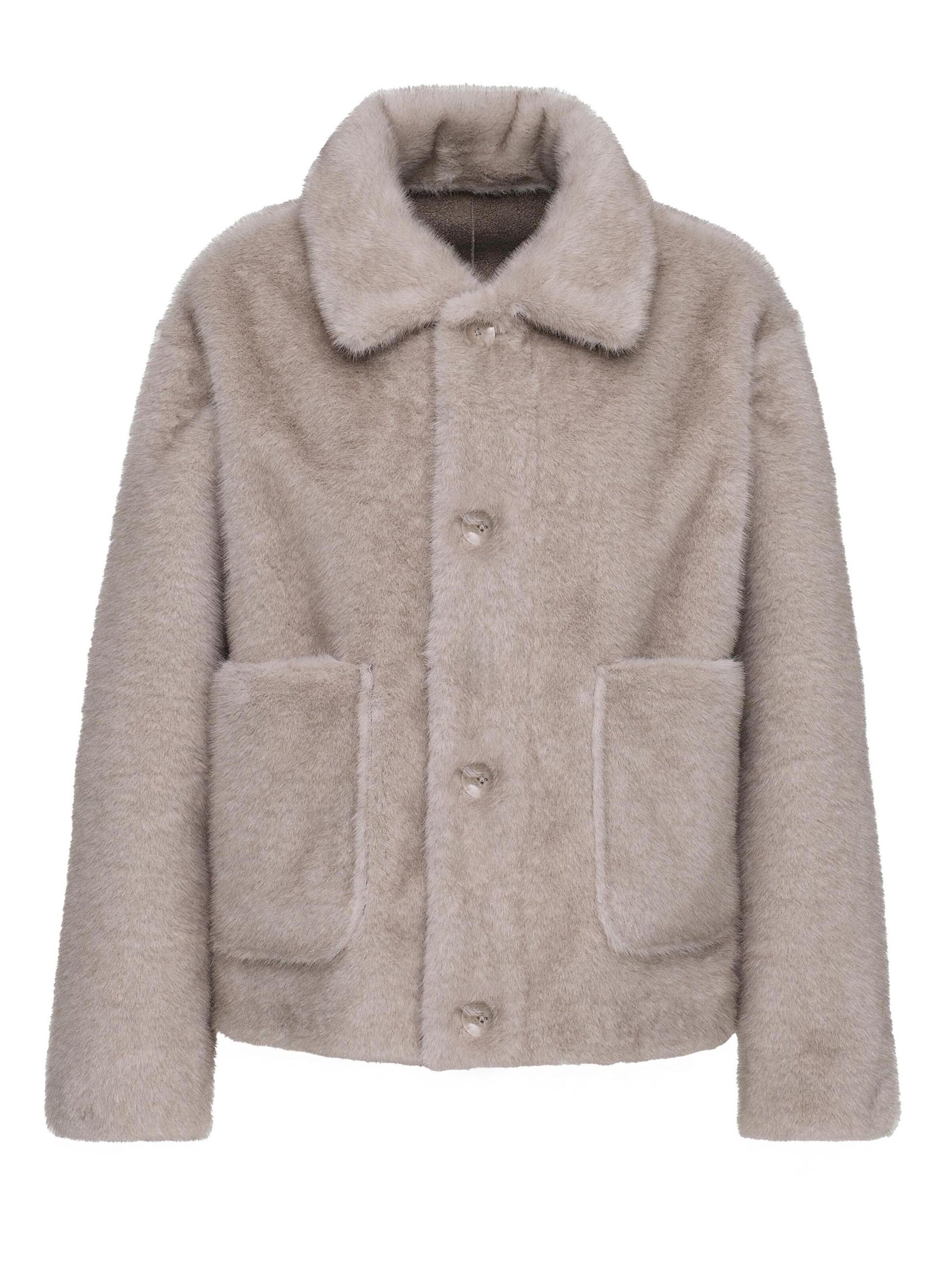 MANISA Between-season jacket 'Kunstpelzjacke' in Grey