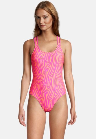 BECO the world of aquasports Bralette Swimsuit 'Zebra Vibes' in Orange: front