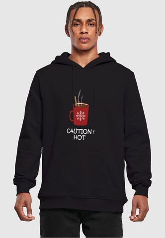 Merchcode Sweatshirt 'Caution Hot' in Schwarz: Vorderseite