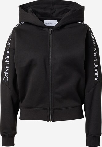 Calvin Klein Jeans Zip-Up Hoodie in Black: front