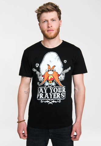 LOGOSHIRT Shirt 'Say Your Prayers' in Zwart: voorkant