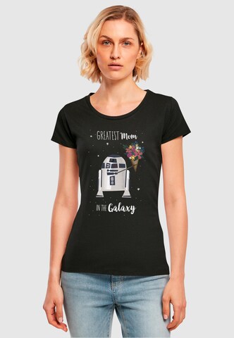 ABSOLUTE CULT Shirt 'Mother's Day - Greatest Mum In The Galaxy' in Zwart: voorkant