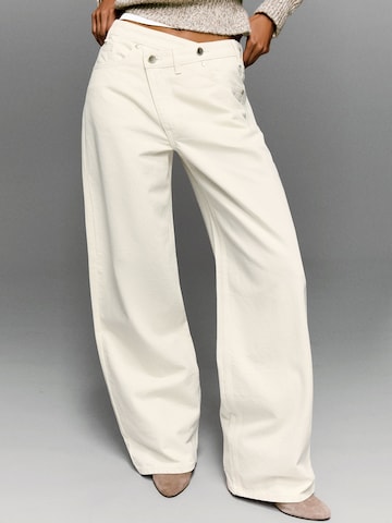 Wide Leg Jean Bershka en beige : devant