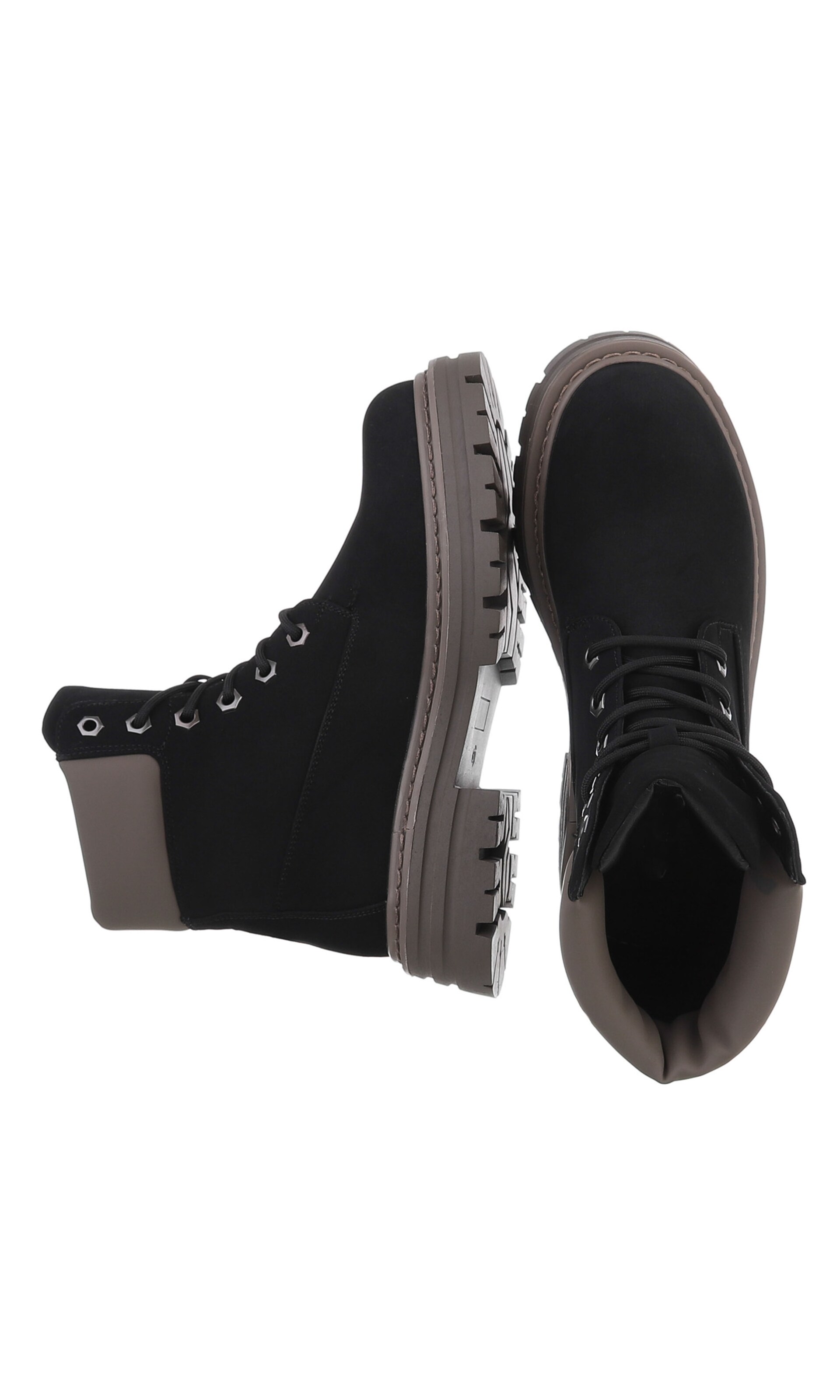 Ital-Design Schnürstiefelette in Schwarz