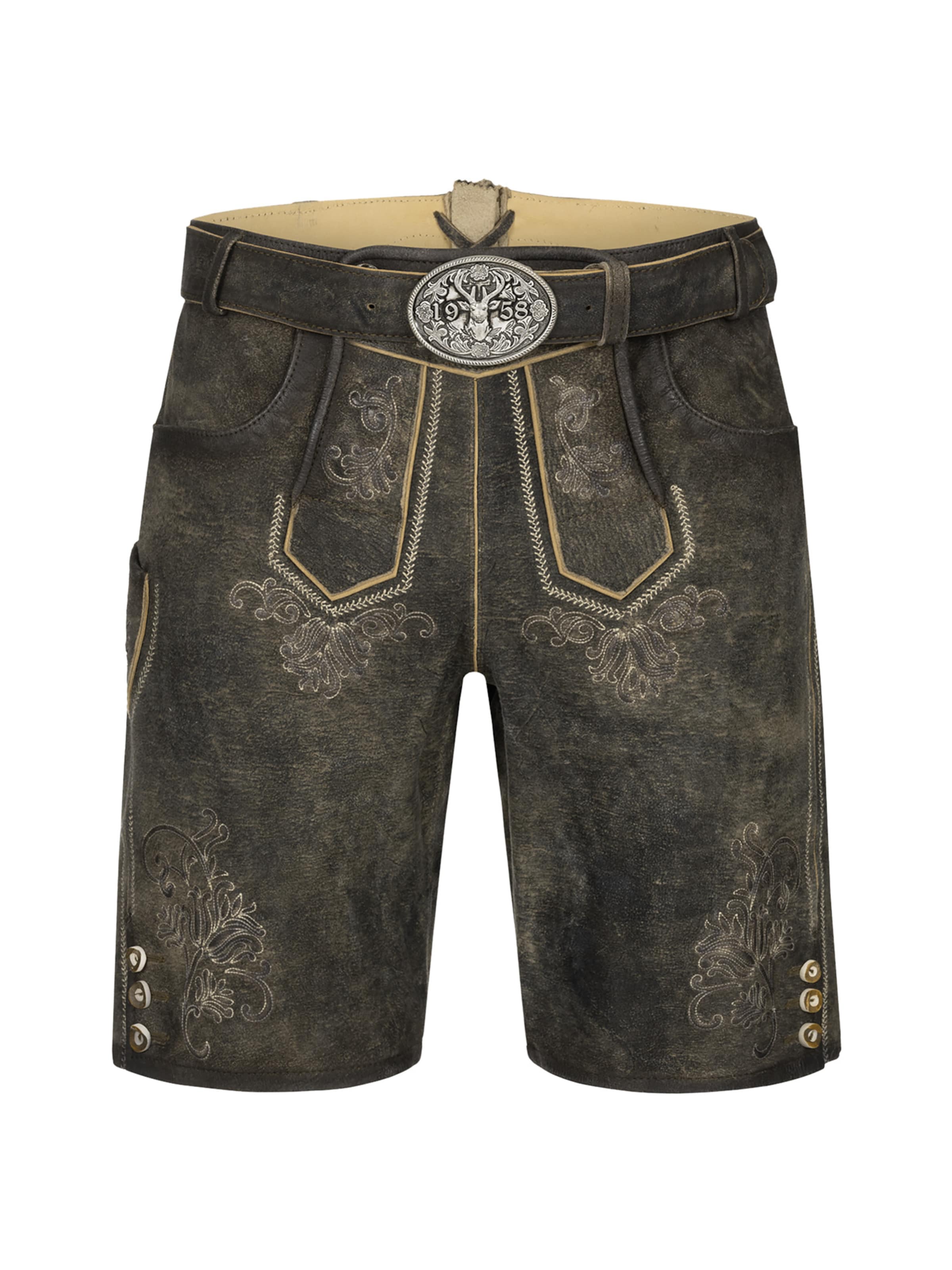 Krüger Buam Regular Trachtenhose 'Arijus' in Grau: Vorderseite