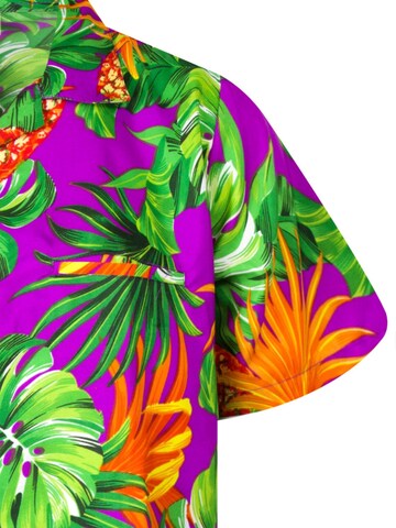 King Kameha Regular Fit Hemd 'Pineapple Leaves'‌‌‌‌‌‌‌‌ in Lila