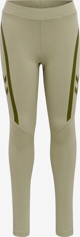 Hummel Skinny Sportbroek in Groen: voorkant