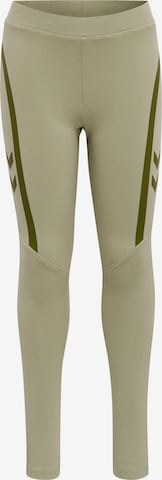 Skinny Pantalon de sport Hummel en vert : devant