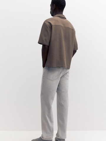 Pull&Bear Comfort fit Button Up Shirt in Brown