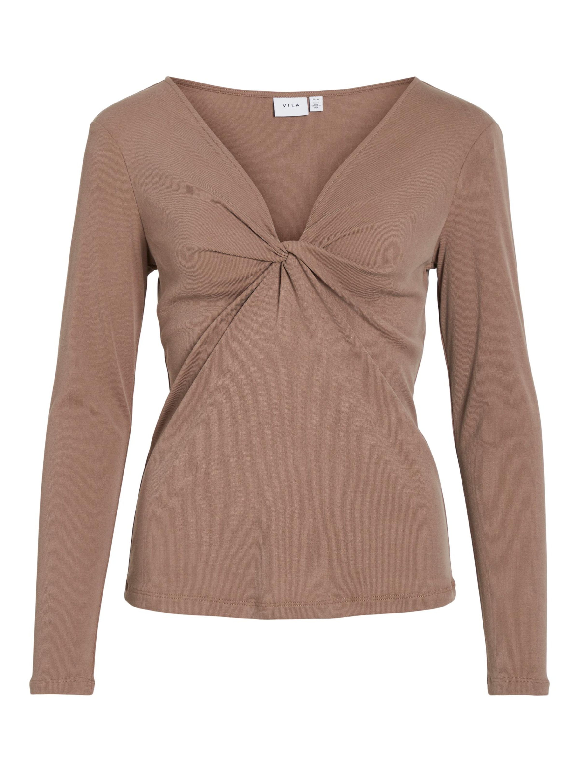 VILA Тениска в кафяво: отпред
