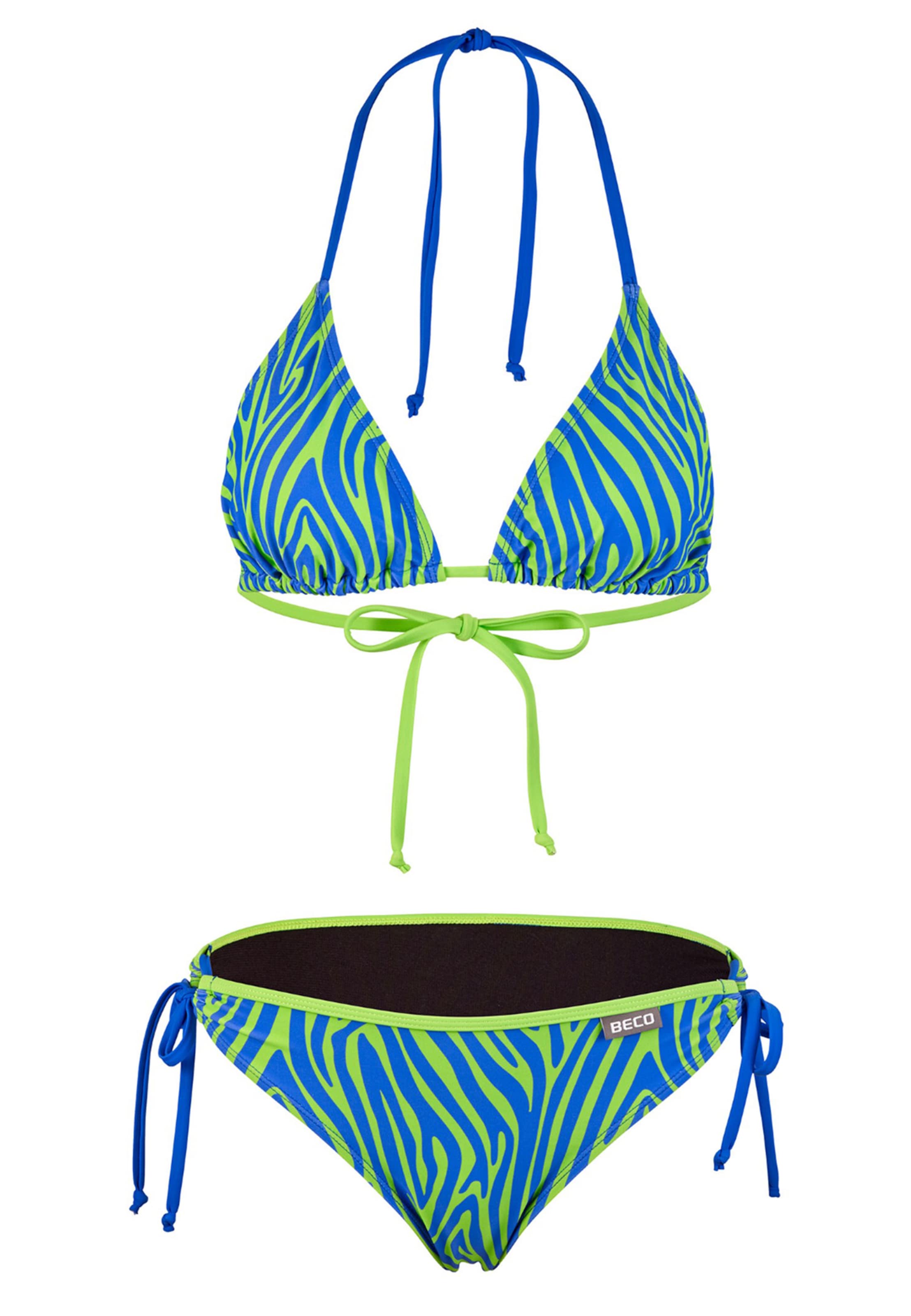 BECO the world of aquasports Bustier Bikini 'Zebra Vibes' in Blau: Vorderseite