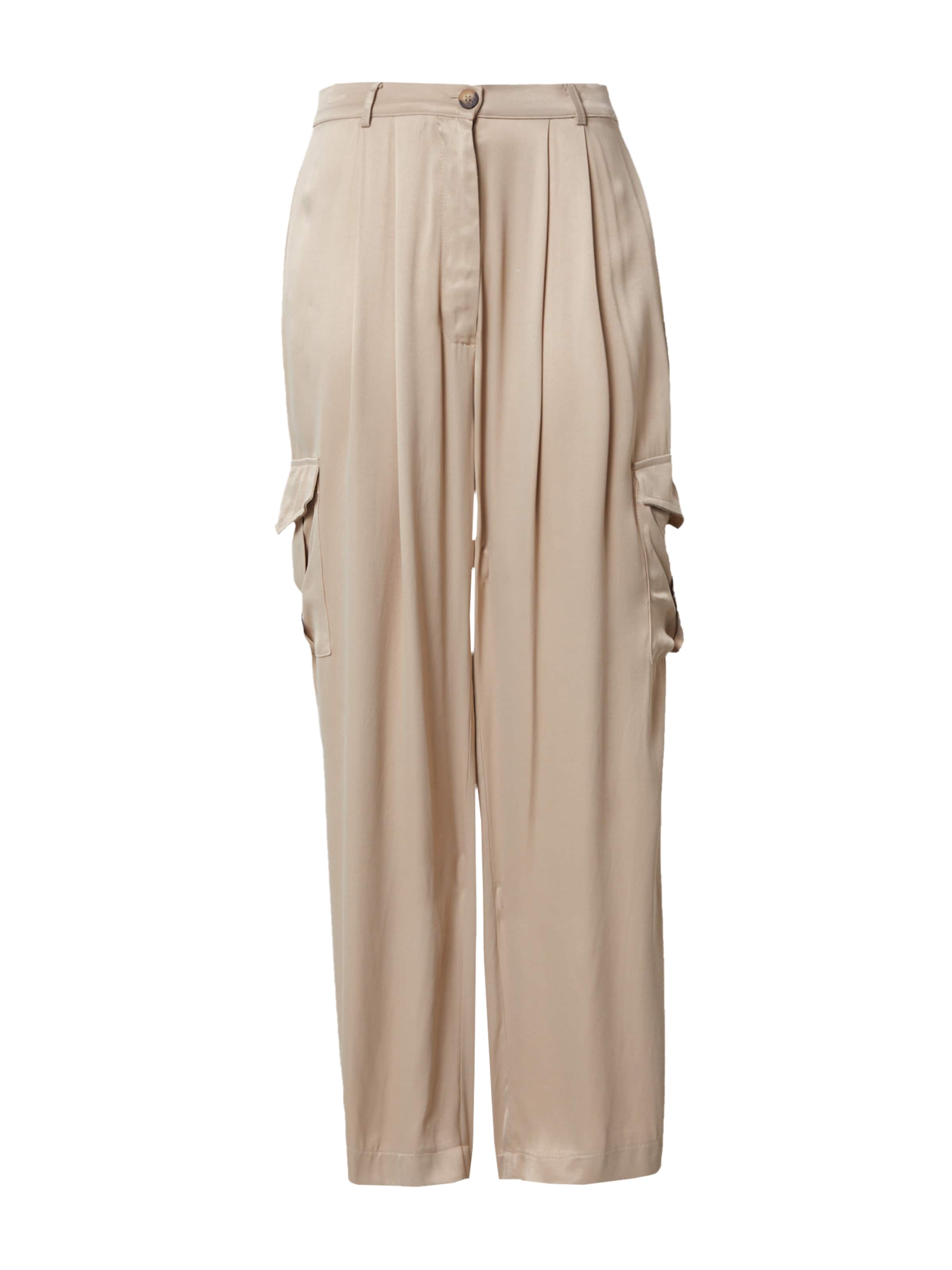 ABOUT YOU x Chiara Biasi Loosefit Bukser med lægfolder 'Iris' i beige: forside