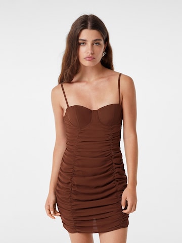 Bershka Dress in Brown: front